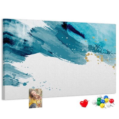 Tableau en liège Vagues bleues avec des accents dorés