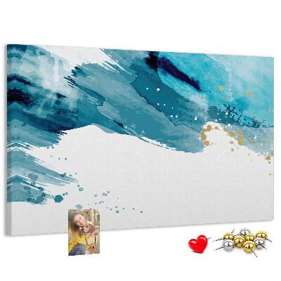 Tableau en liège Vagues bleues avec des accents dorés