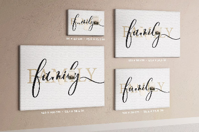 Tableau en liège Inscription « famille » stylisée sur fond blanc