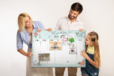 Tableau en liège Agenda hebdomadaire floral aux détails colorés