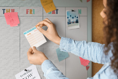 Tableau en liège Agenda hebdomadaire floral aux détails colorés
