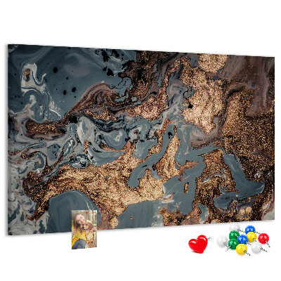 Tableau affichage liège Motif élégant dans les tons or et bleu