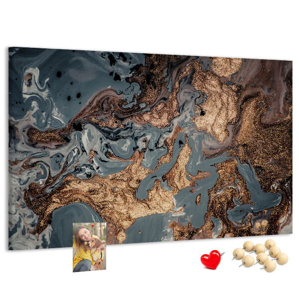 Tableau affichage liège Motif élégant dans les tons or et bleu