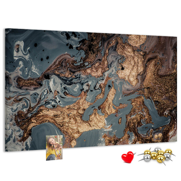 Tableau affichage liège Motif élégant dans les tons or et bleu
