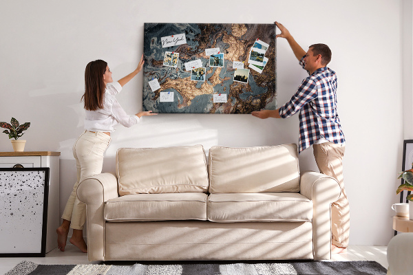 Tableau affichage liège Motif élégant dans les tons or et bleu