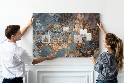 Tableau affichage liège Motif élégant dans les tons or et bleu