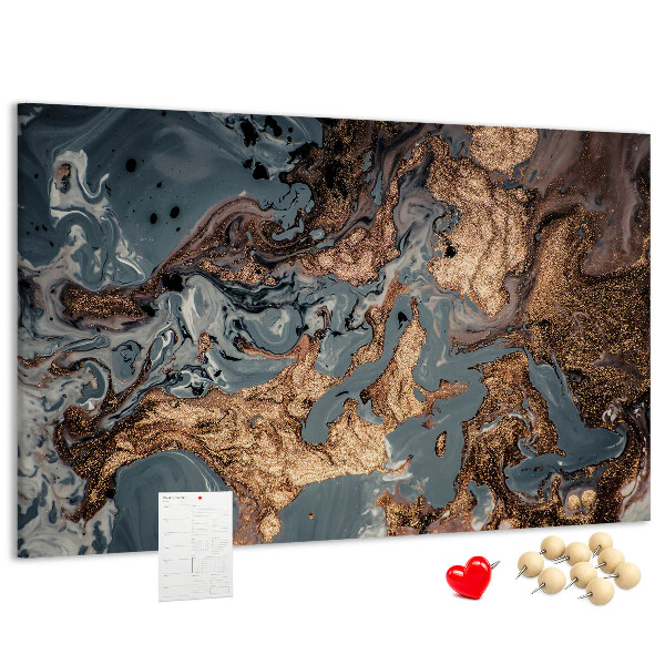 Tableau affichage liège Motif élégant dans les tons or et bleu