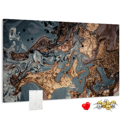 Tableau affichage liège Motif élégant dans les tons or et bleu