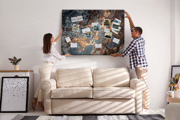Tableau affichage liège Motif élégant dans les tons or et bleu