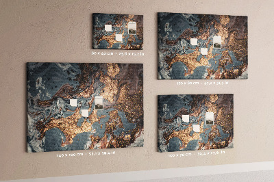 Tableau affichage liège Motif élégant dans les tons or et bleu