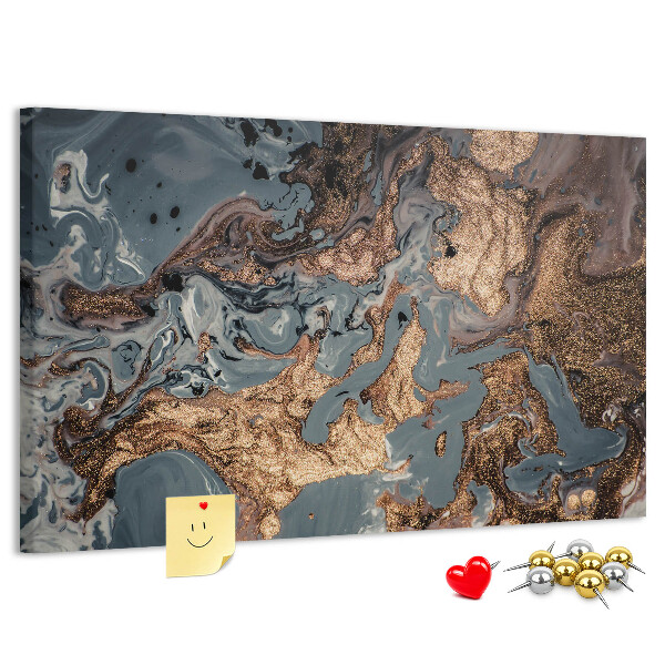 Tableau affichage liège Motif élégant dans les tons or et bleu