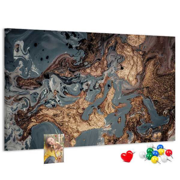 Tableau affichage liège Motif élégant dans les tons or et bleu