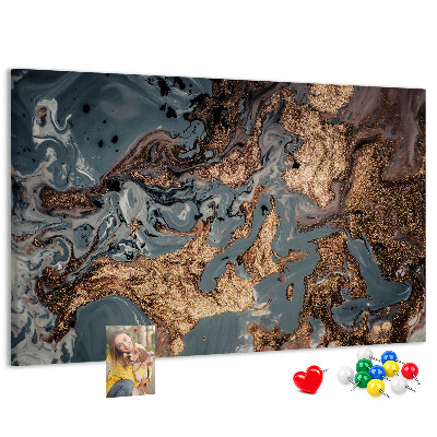 Tableau affichage liège Motif élégant dans les tons or et bleu