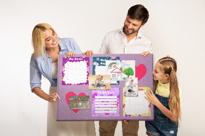 Tableau en liège Carnets colorés à motif de cœur