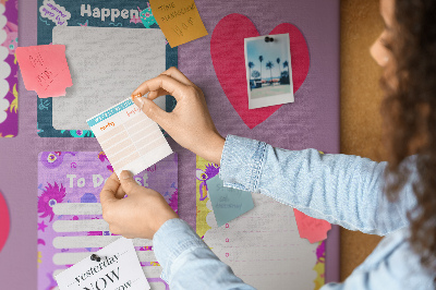 Tableau en liège Carnets colorés à motif de cœur