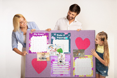 Tableau en liège Carnets colorés à motif de cœur