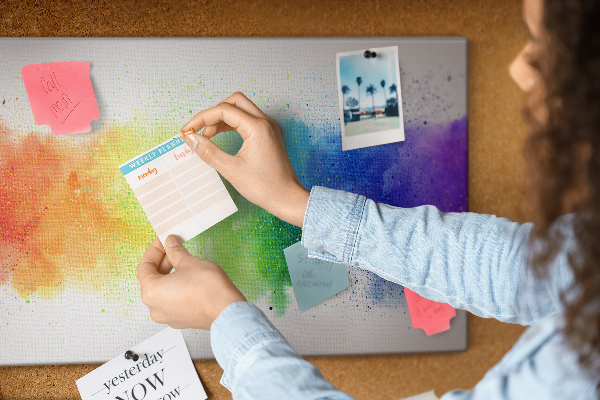 Tableau affichage liège Des éclairs colorés dans un arc-en-ciel de couleurs.