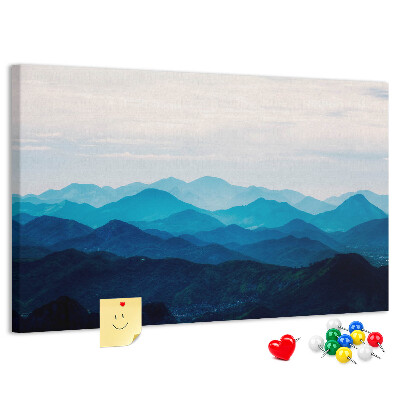 Tableau affichage liège Paysage de montagne aux nuances de bleu