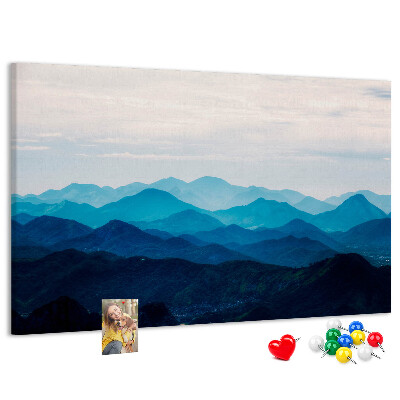Tableau affichage liège Paysage de montagne aux nuances de bleu