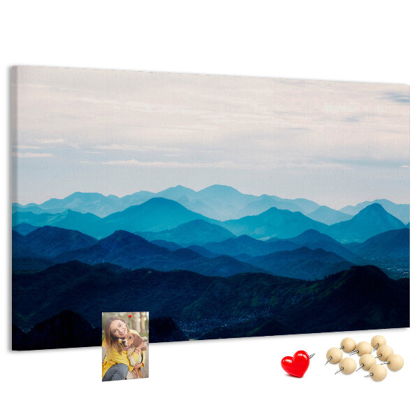 Tableau affichage liège Paysage de montagne aux nuances de bleu