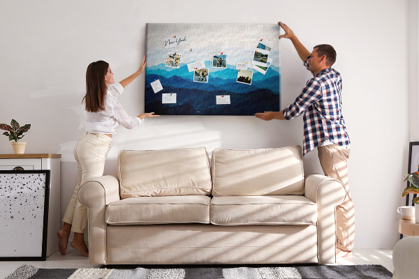 Tableau affichage liège Paysage de montagne aux nuances de bleu