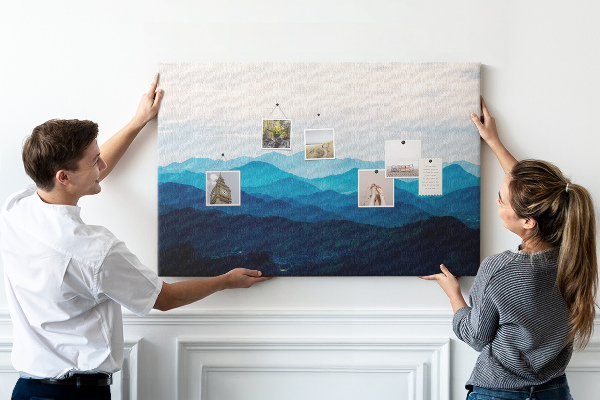 Tableau affichage liège Paysage de montagne aux nuances de bleu