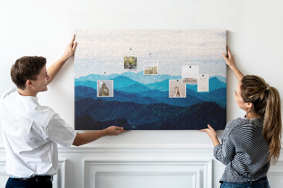 Tableau affichage liège Paysage de montagne aux nuances de bleu