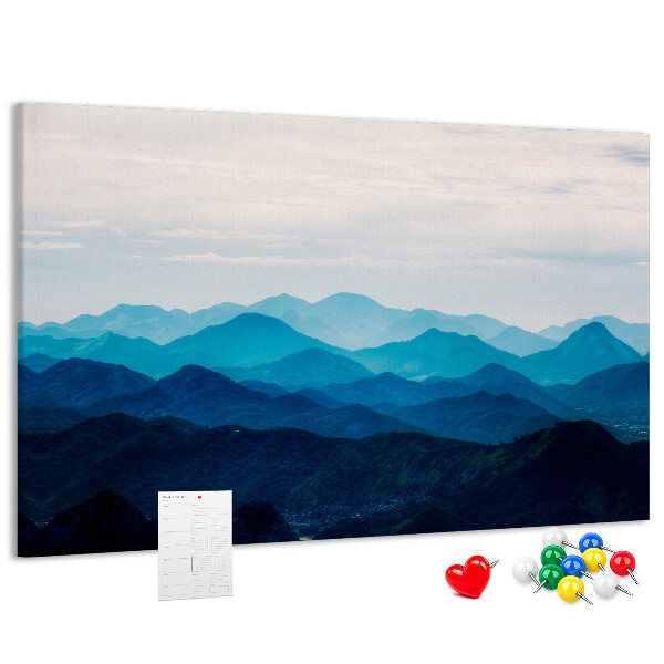 Tableau affichage liège Paysage de montagne aux nuances de bleu