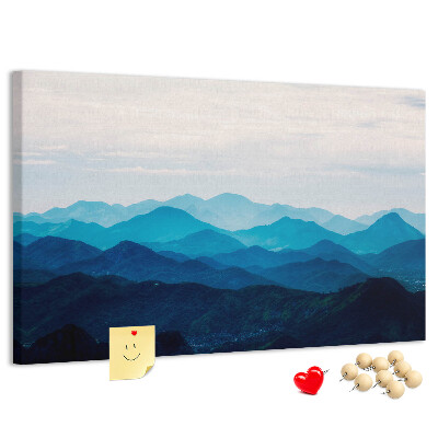 Tableau affichage liège Paysage de montagne aux nuances de bleu