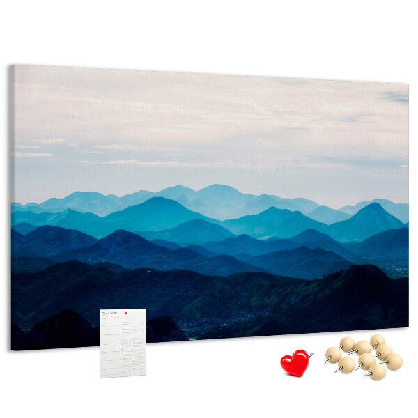 Tableau affichage liège Paysage de montagne aux nuances de bleu