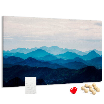 Tableau affichage liège Paysage de montagne aux nuances de bleu