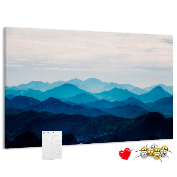 Tableau affichage liège Paysage de montagne aux nuances de bleu
