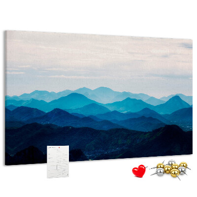 Tableau affichage liège Paysage de montagne aux nuances de bleu
