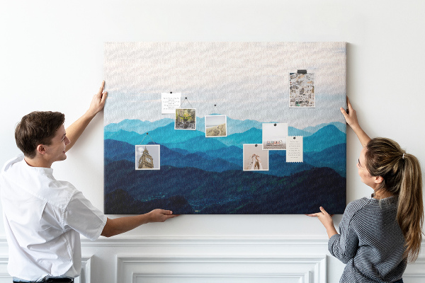 Tableau affichage liège Paysage de montagne aux nuances de bleu