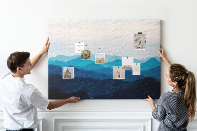 Tableau affichage liège Paysage de montagne aux nuances de bleu