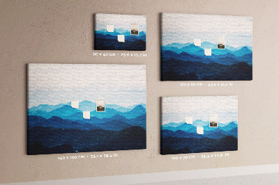 Tableau affichage liège Paysage de montagne aux nuances de bleu