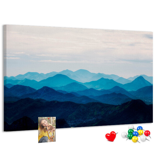 Tableau affichage liège Paysage de montagne aux nuances de bleu