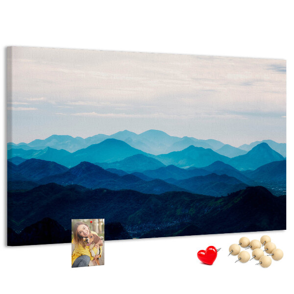 Tableau affichage liège Paysage de montagne aux nuances de bleu