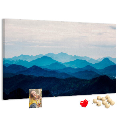 Tableau affichage liège Paysage de montagne aux nuances de bleu
