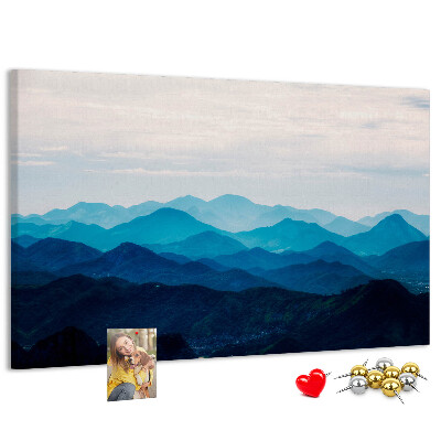 Tableau affichage liège Paysage de montagne aux nuances de bleu