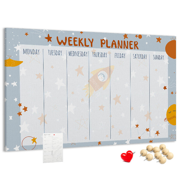 Tableau de liège Programme hebdomadaire cosmique avec les étoiles