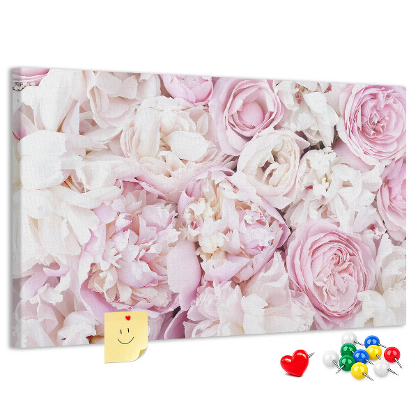 Tableau en liège Motif floral dans les tons de rose.