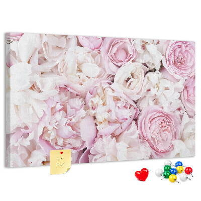 Tableau en liège Motif floral dans les tons de rose.