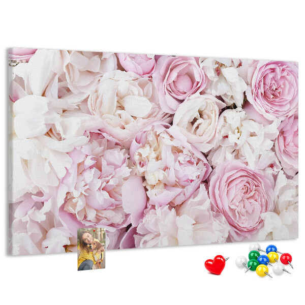 Tableau en liège Motif floral dans les tons de rose.
