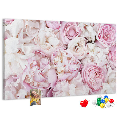 Tableau en liège Motif floral dans les tons de rose.