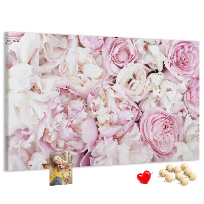 Tableau en liège Motif floral dans les tons de rose.