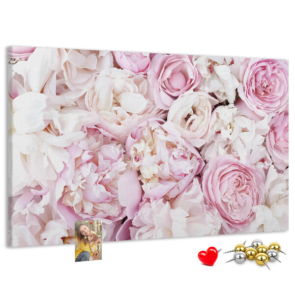 Tableau en liège Motif floral dans les tons de rose.