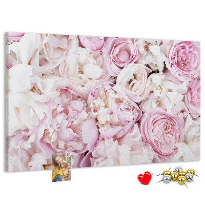 Tableau en liège Motif floral dans les tons de rose.