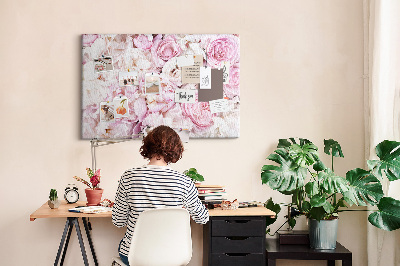 Tableau en liège Motif floral dans les tons de rose.