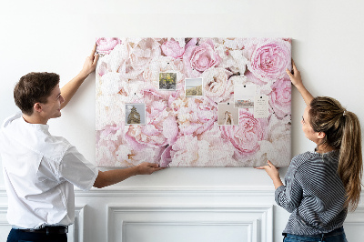 Tableau en liège Motif floral dans les tons de rose.
